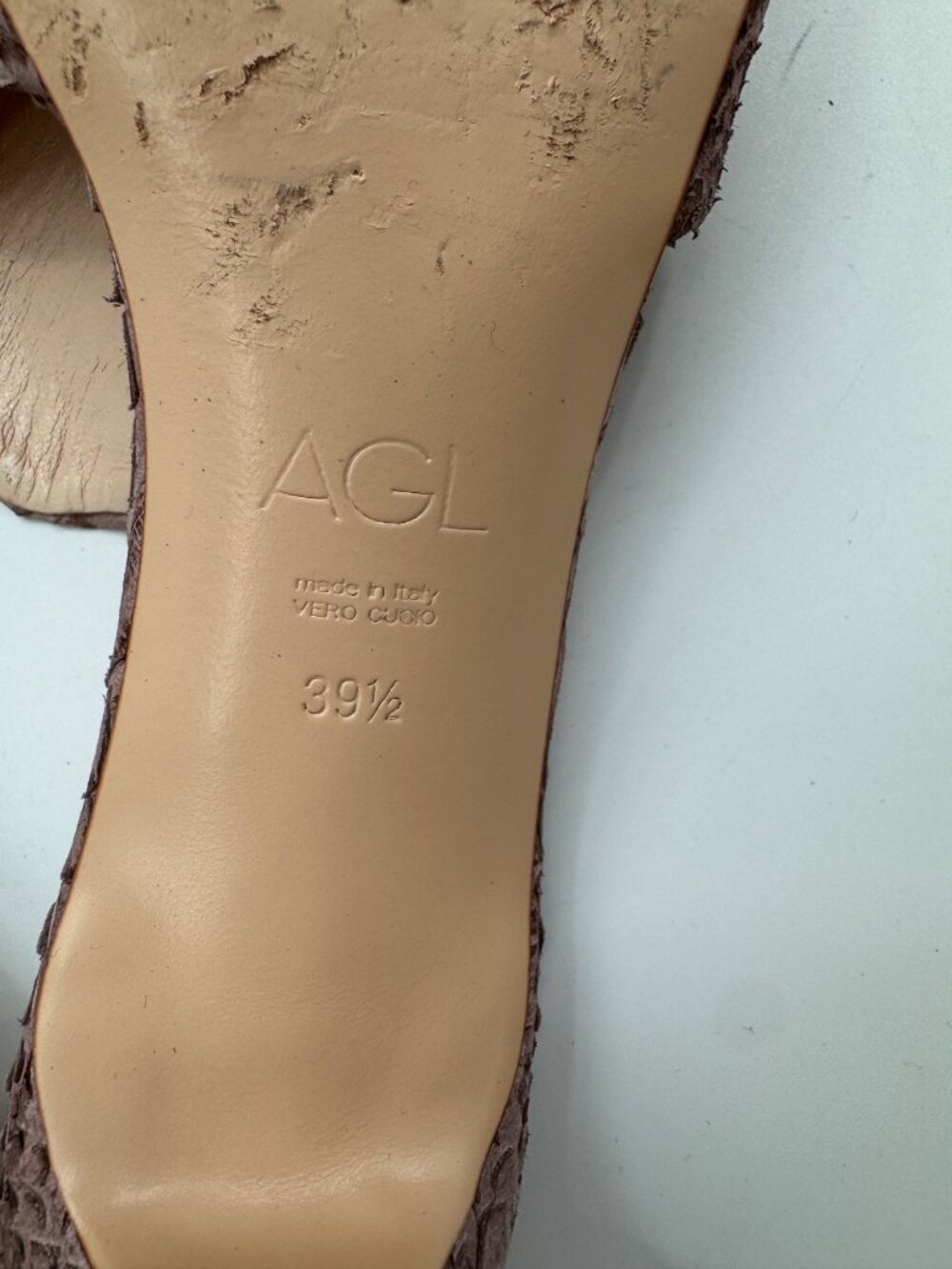 AGL Dea Womens Croc-Embossed Leather Mule Heels Size 9.5 / 39.5 Made In Italy - Picture 10 of 12